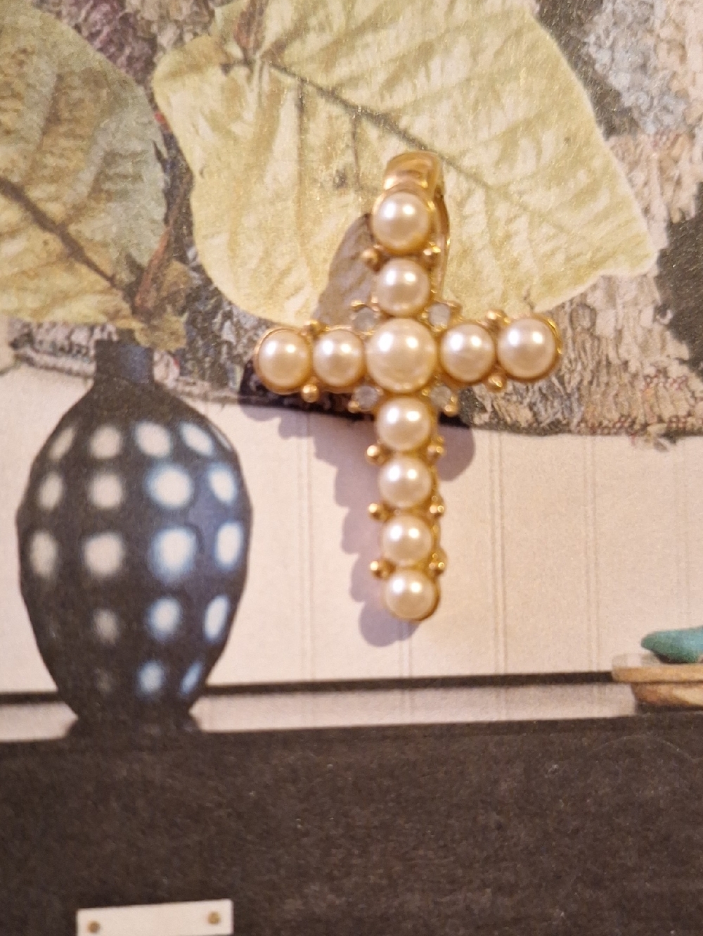 Gold Pearl Cross Pendant Necklace - Women Accessories